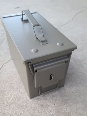 Metal Ammo Can Utility Box in Desert Tan. Locking With Foam Insert.